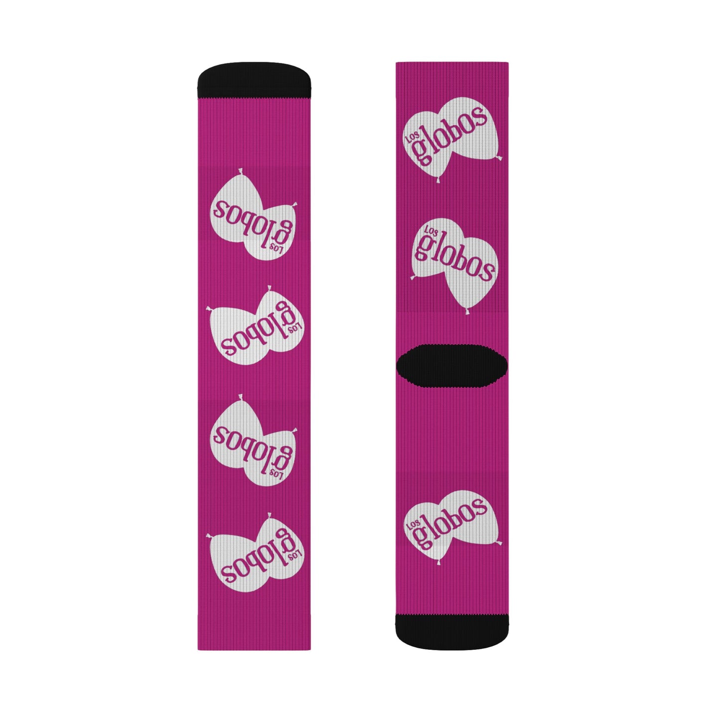 Magenta 'Globos' Pattern Sublimation Socks — Fun Balloon Print Crew Socks