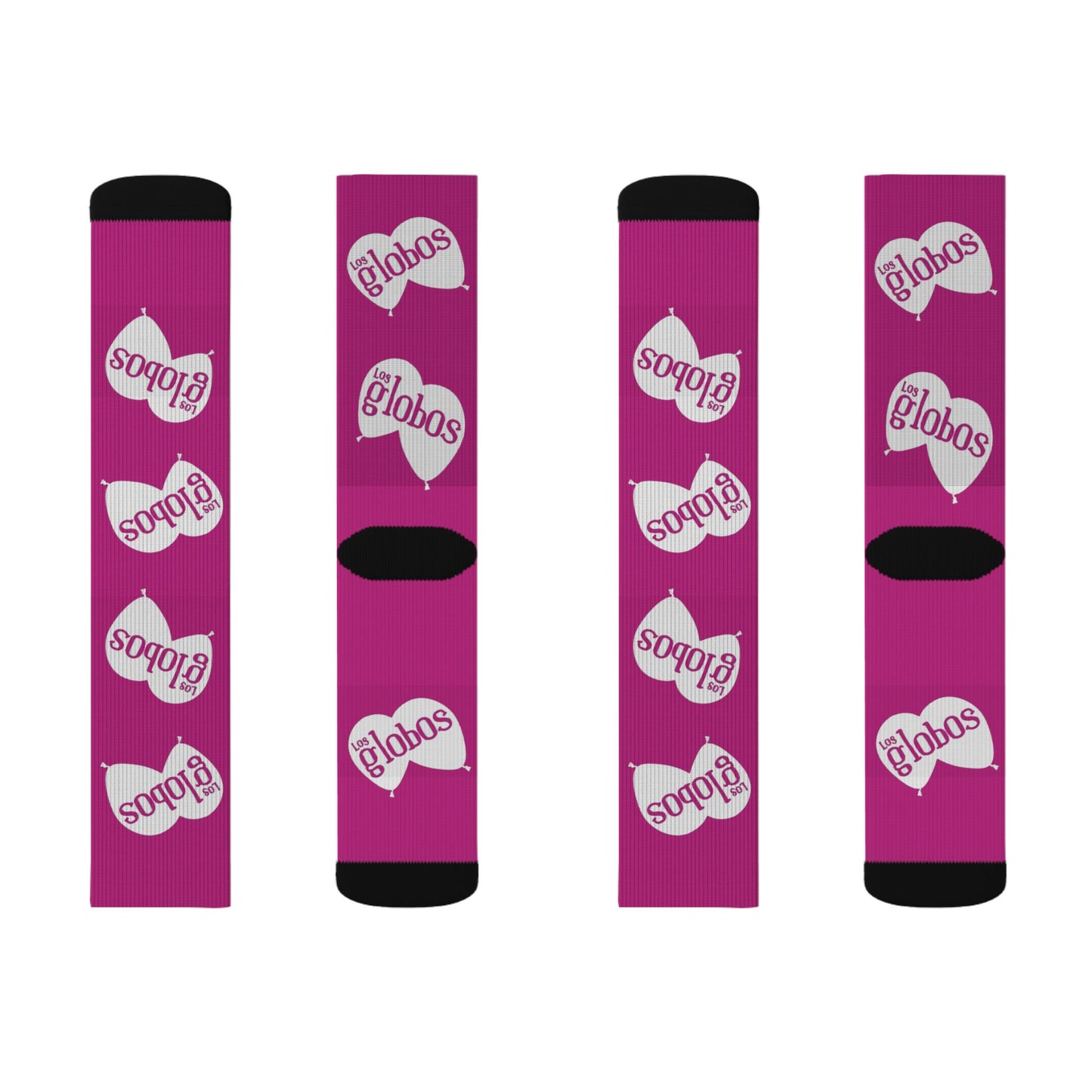 Magenta 'Globos' Pattern Sublimation Socks — Fun Balloon Print Crew Socks
