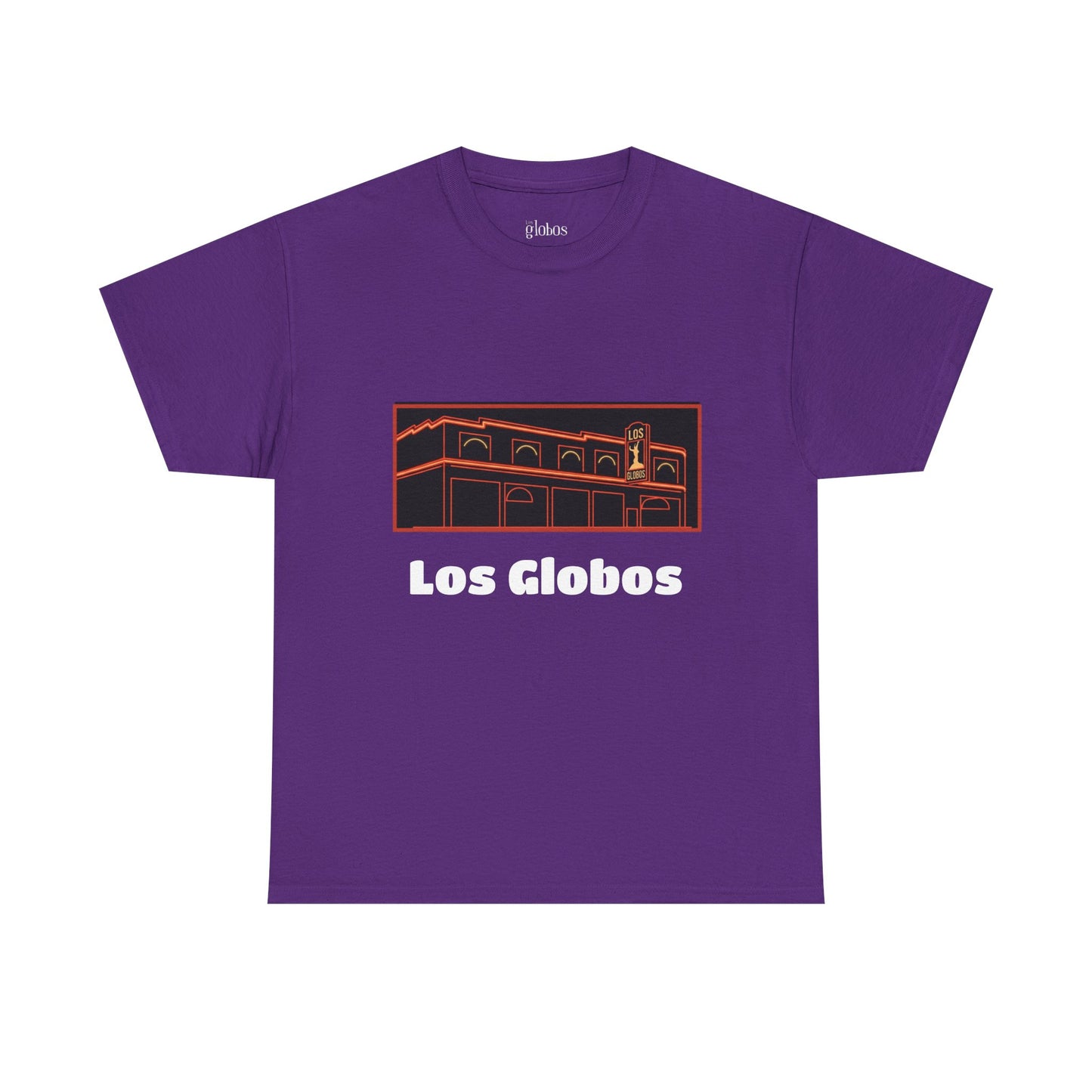 Los Globos Building T‑Shirt — Retro Neon Landmark Tee