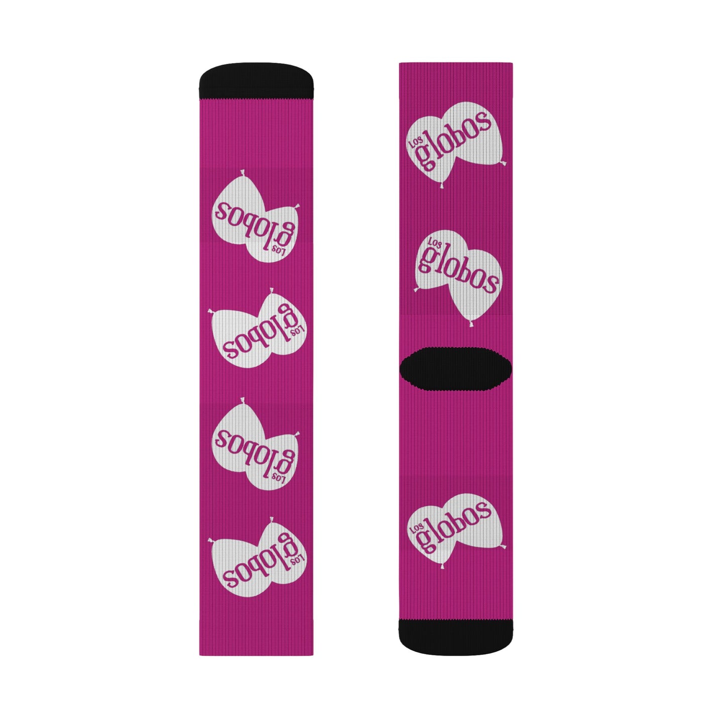 Magenta 'Globos' Pattern Sublimation Socks — Fun Balloon Print Crew Socks